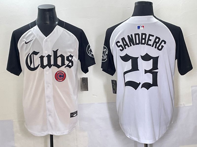 Men 2025 Chicago Cubs 23 Sandberg White black Five generations Joint Name Nike MLB Jersey style 62310